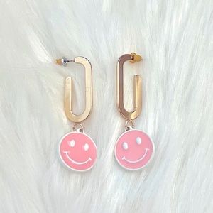 Pink Smiley Face Earrings